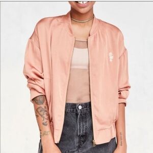 Anthropologie Brand Silence + Noise Satin Bomber Jacket